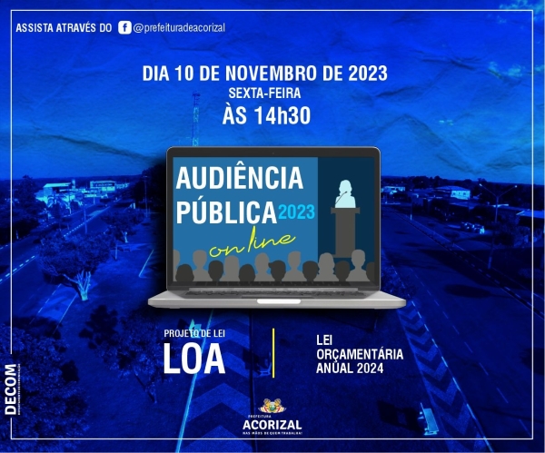 Participe da Audiência Pública Virtual para a LOA 2024