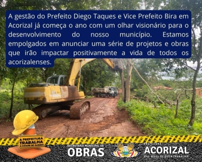 Acorizal em Transformação! Prefeito Diego Taques e Vice Prefeito Bira Inicia 2024 com Grandes Obras
