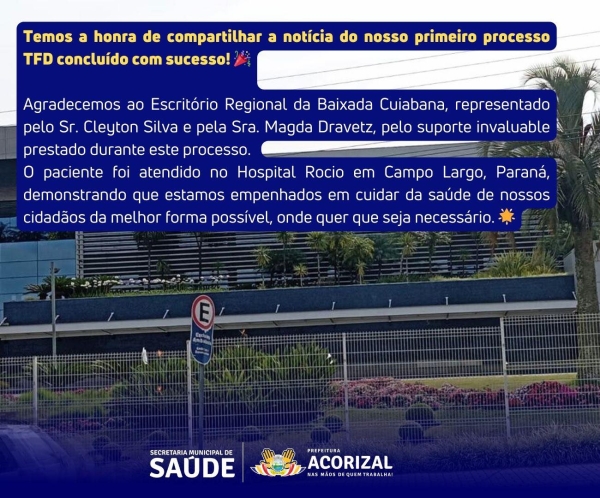 Importante Anúncio da Secretaria Municipal de Saúde em Acorizal