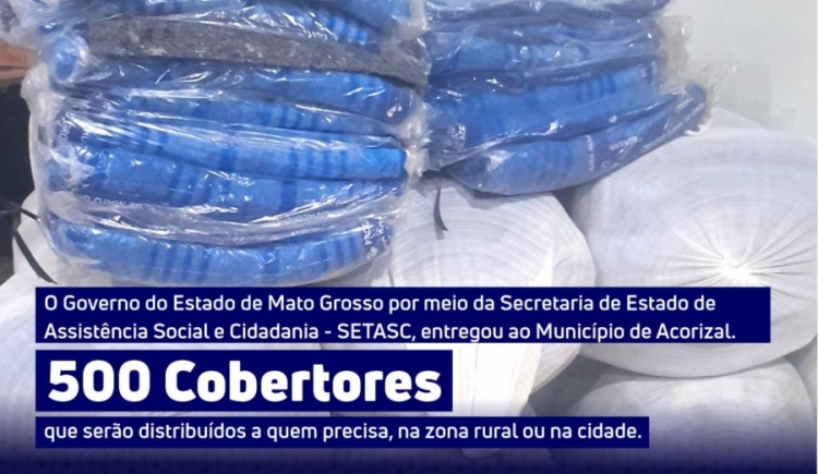 500 cobertores foram entregues ao município de Acorizal